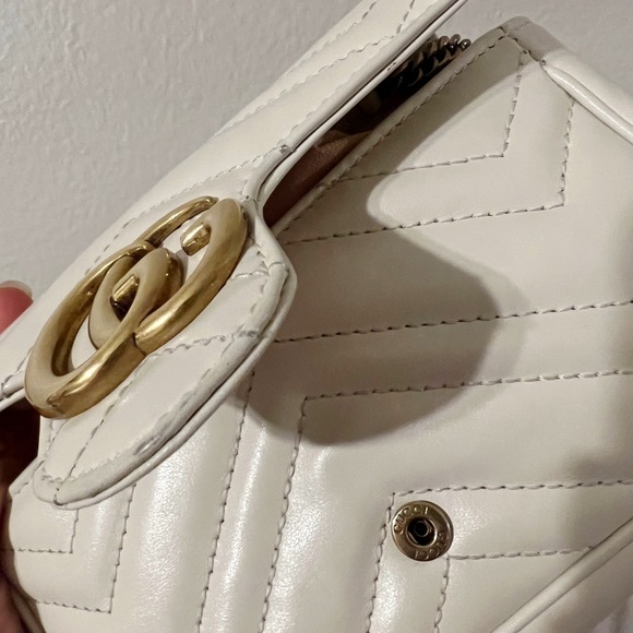 SOLD - GUCCI MARMONT LEATHER SUPER MINI BAG authentic gently worn cream bag - Picture 9 of 9